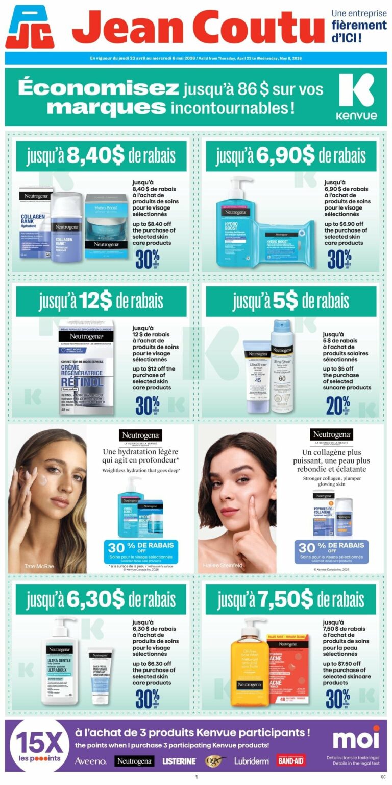 Circulaire Jean Coutu économisez plus Du 23 avril au 6 mai 2026