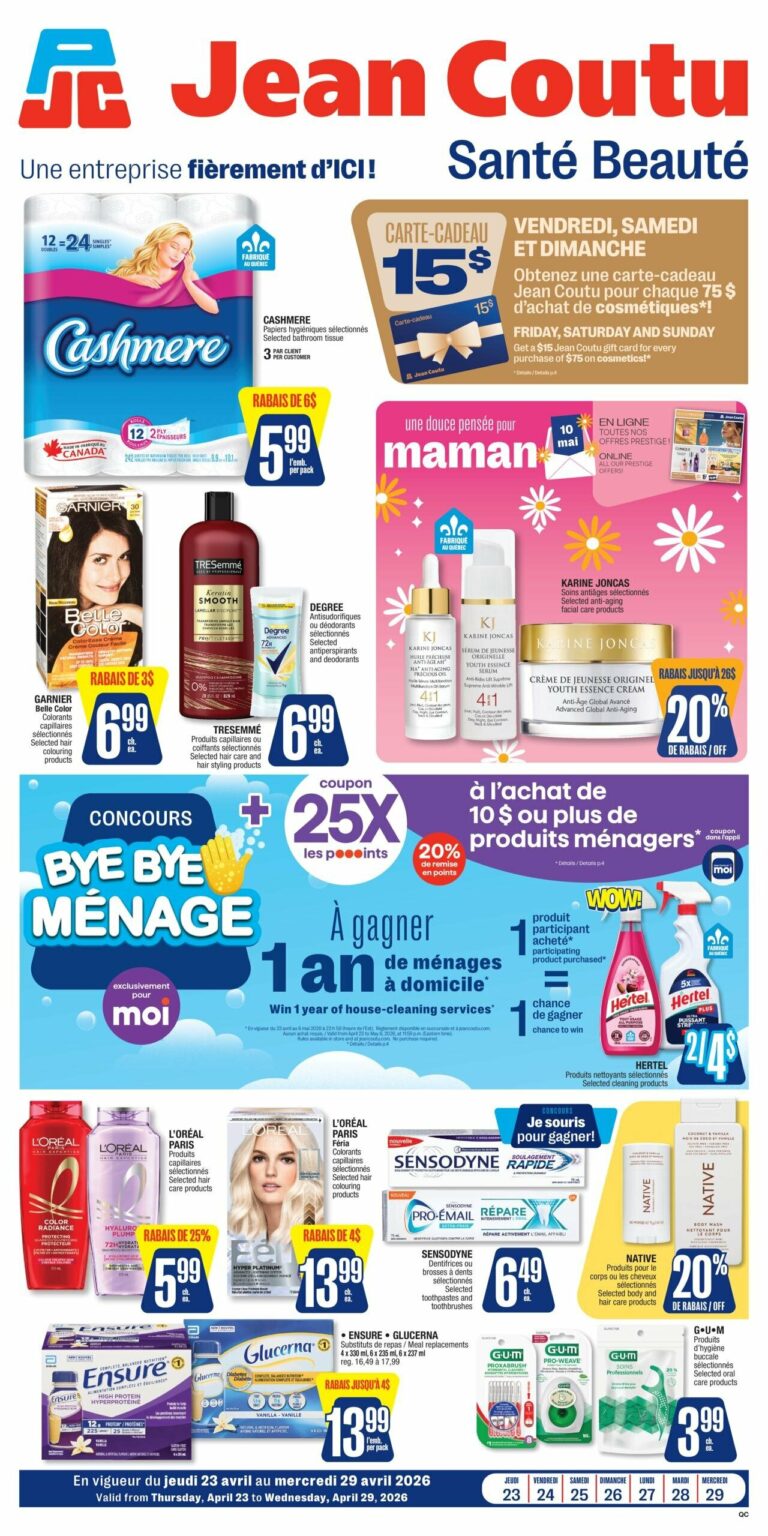 Circulaire Jean Coutu Santé Beauté du 23 au 29 avril 2026