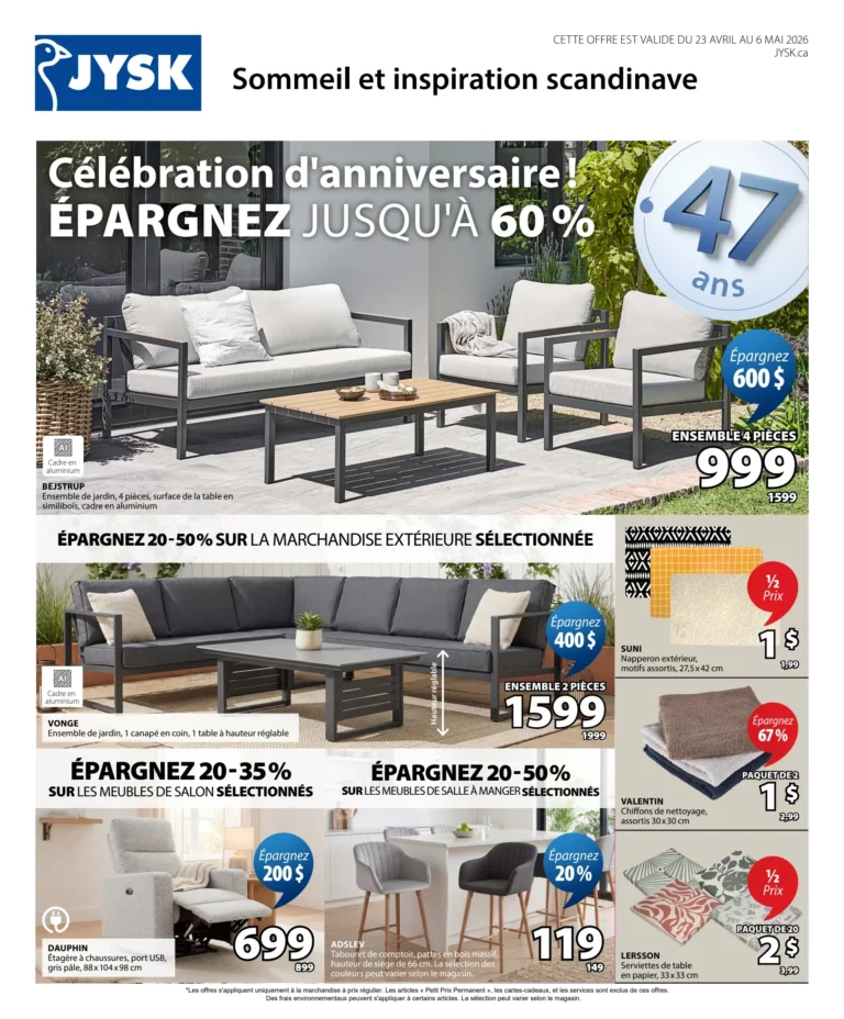 Circulaire Jysk Du 23 avril au 6 mai 2026