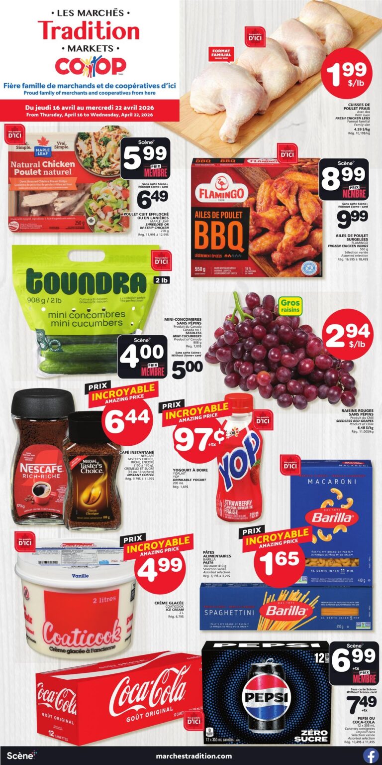 Circulaire Les Marchés Tradition Nouveau-Brunswick du 16 au 22 avril 2026