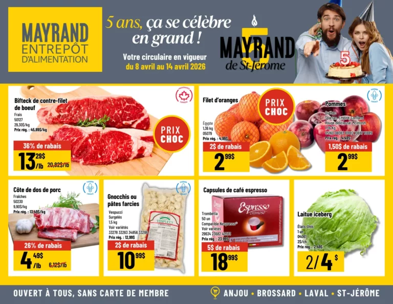 Circulaire Mayrand Entrepôt D&rsquo;alimentation du 8 au 14 avril 2026