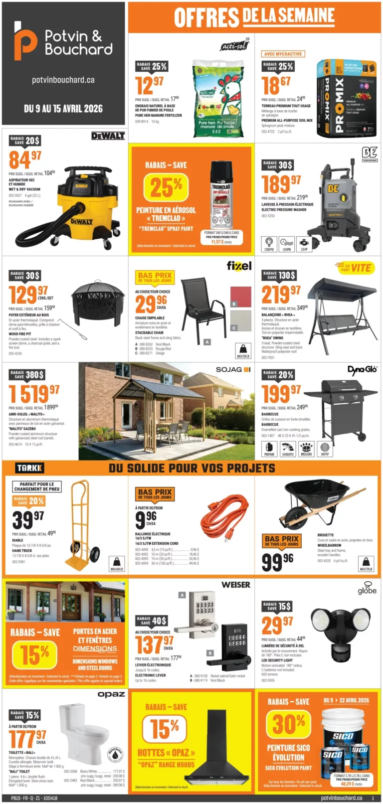 Circulaire Potvin & Bouchard du 9 au 15 Avril 2026