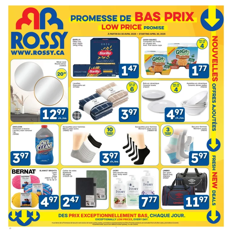 Circulaire Rossy – Promesse de bas prix du 30 avril au 27 mai 2026