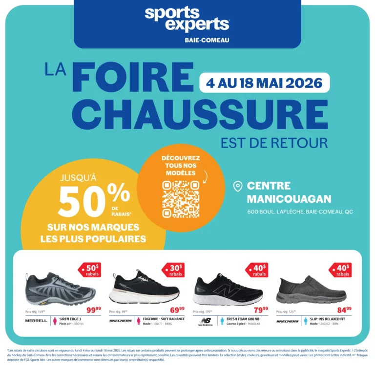 CCirculaire Sports Experts La foire chaussure est de retour Du 4 au 18 mai 2026