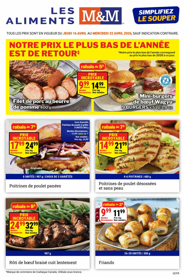 Circulaire Les Aliments M&M du 16 au 22 avril 2026