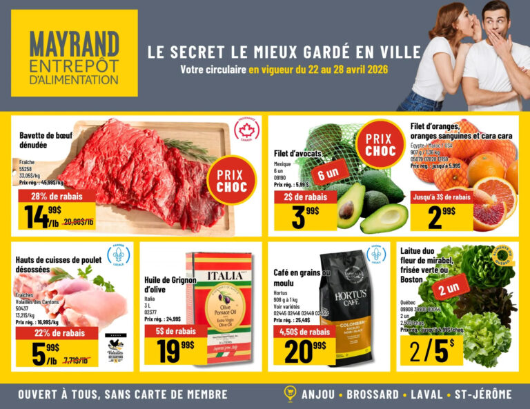 Circulaire Mayrand Entrepôt D&rsquo;alimentation du 22 au 28 avril 2026