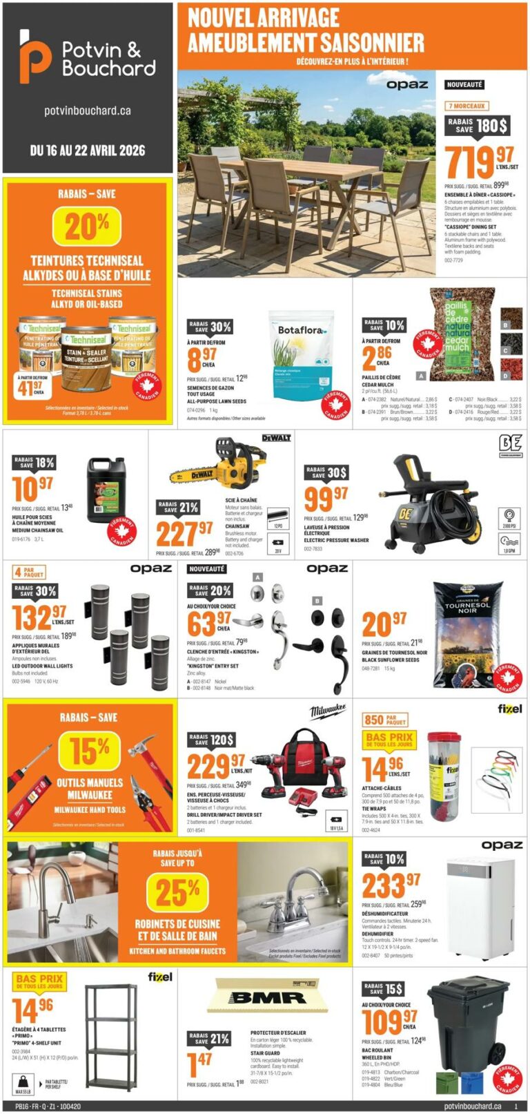 Circulaire Potvin & Bouchard du 16 au 22 avril 2026