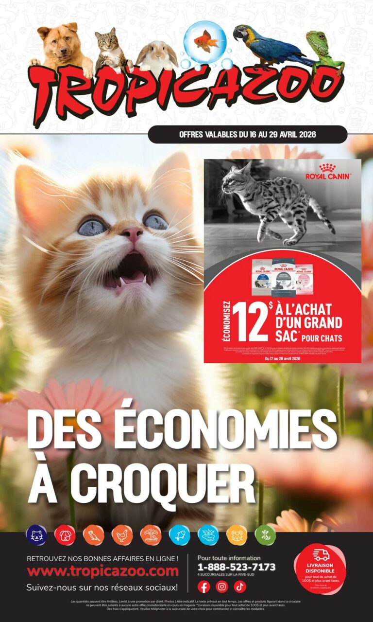 Circulaire Tropicazoo du 16 au 29 avril 2026