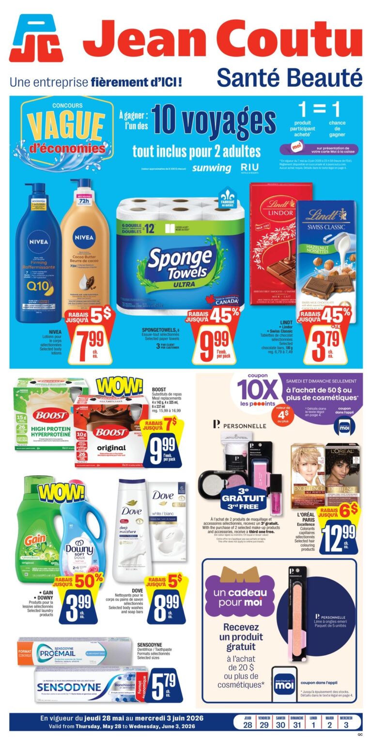 Circulaire Jean Coutu santé beauté Du 28 mai au 3 juin 2026