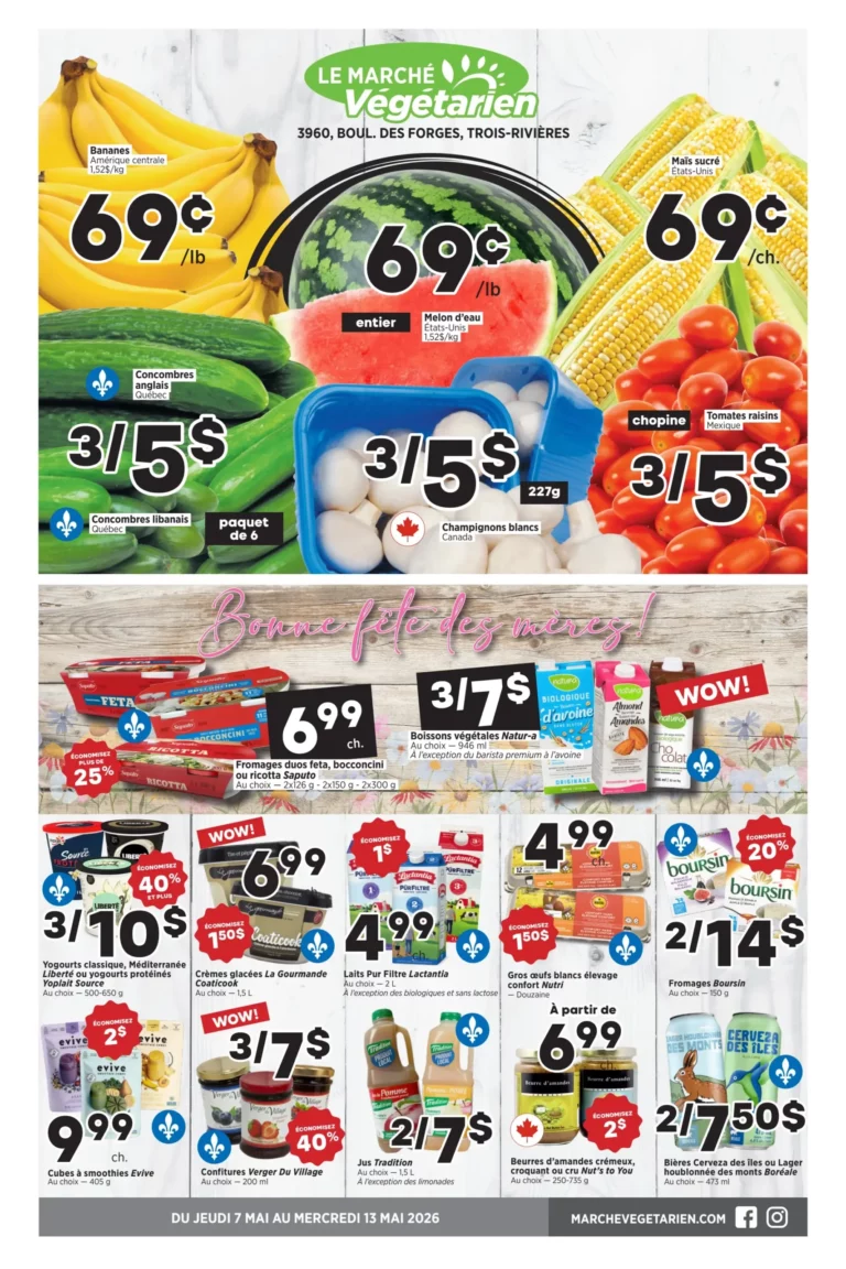 Circulaire Marché Végétarien Du 7 au 13 mai 2026 Trois-Rivières