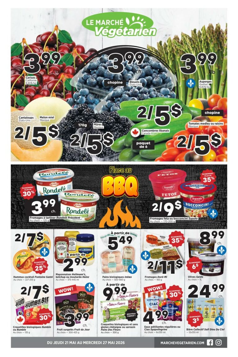 Circulaire Marché Végétarien du 21 au 27 mai 2026 Sherbrooke et Magog