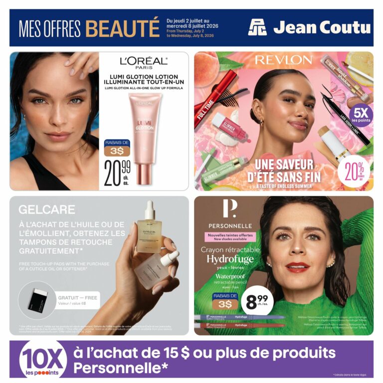 Circulaire Jean Coutu Offres beauté du 2 au 8 juillet 2026