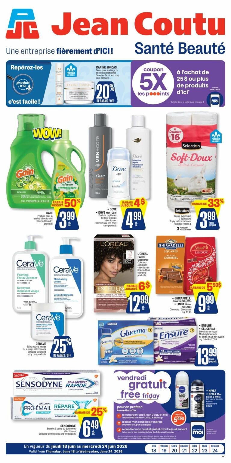 Circulaire Jean Coutu Santé Beauté du 18 au 24 juin 2026
