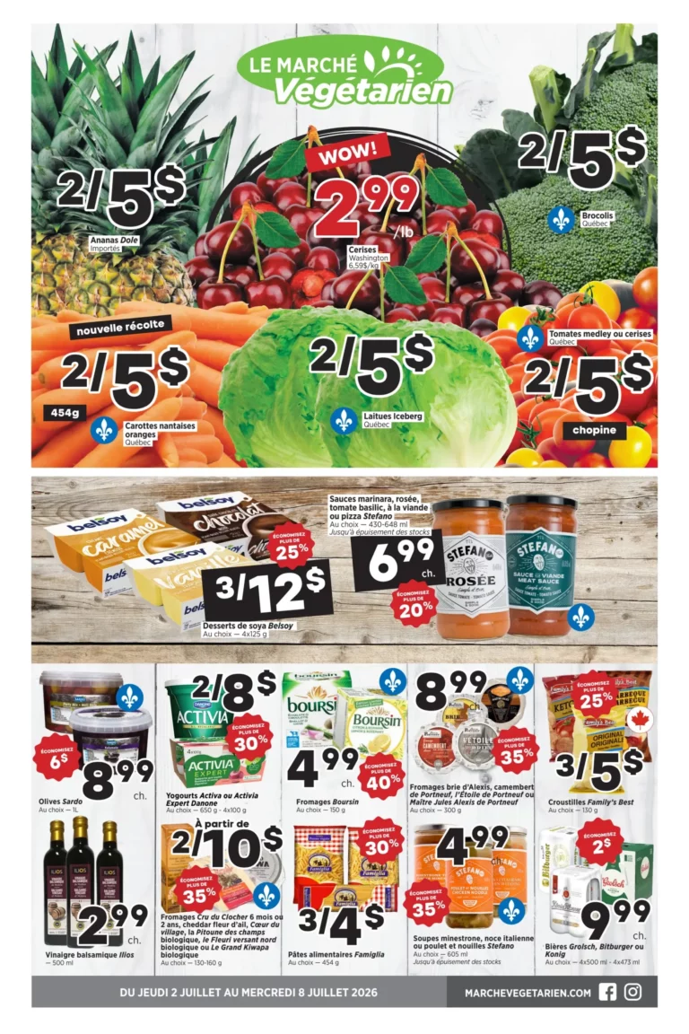 Circulaire Marché Végétarien du 2 au 8 juillet 2026 Sherbrooke et Magog