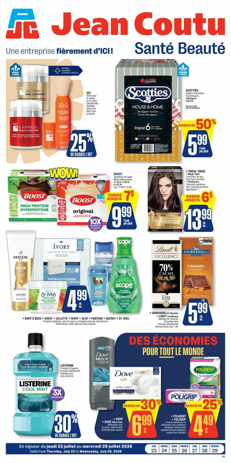 Circulaire Jean Coutu Santé Beauté du 23 au 29 juillet 2026