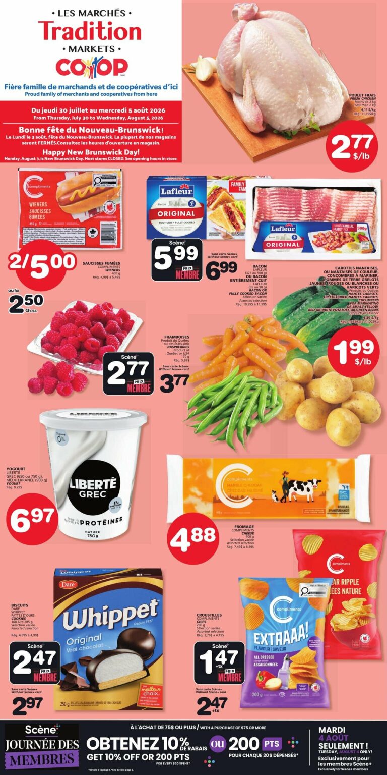 Circulaire Les Marchés Tradition Nouveau-Brunswick Du 30 juillet au 5 août 2026