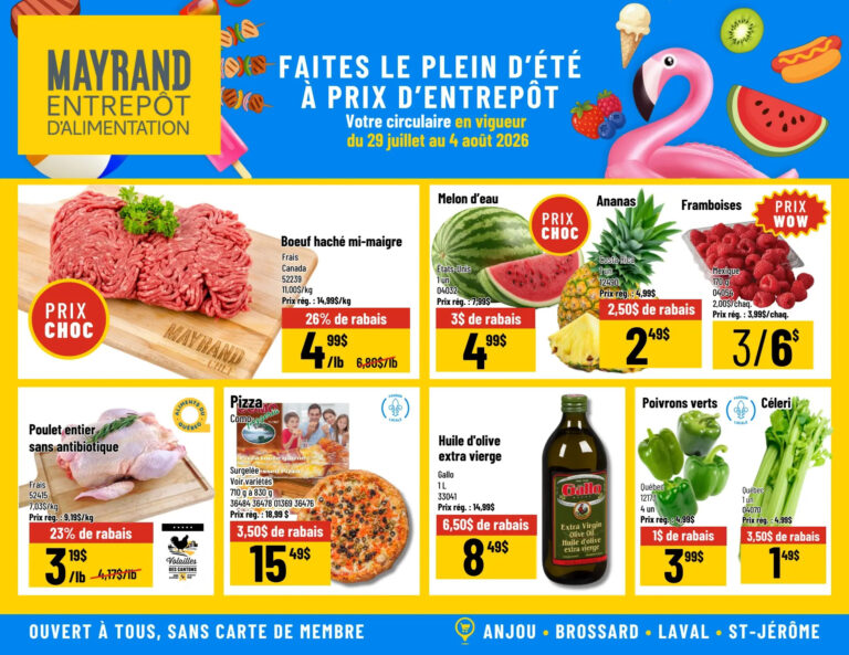 Circulaire Mayrand Entrepôt D&rsquo;alimentation du 29 juillet au 4 août 2026