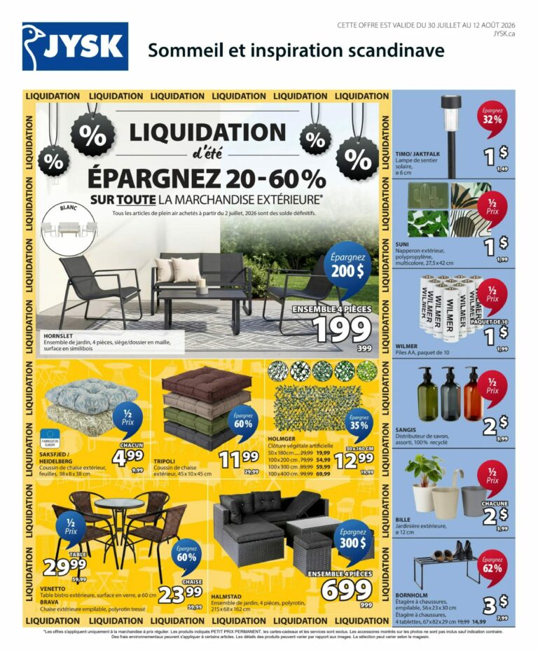 Circulaire Jysk Du 30 juillet au 12 août 2026