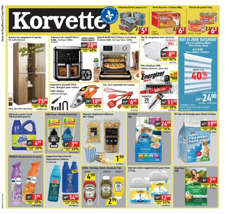 Circulaire Korvette du 30 juillet au 12 août 2026