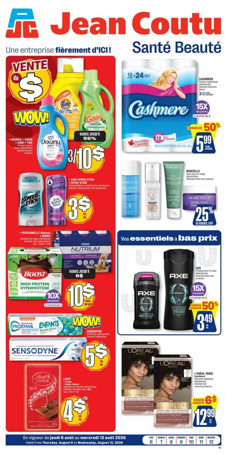 Circulaire Jean Coutu santé beauté Du 6 au 12 août 2026