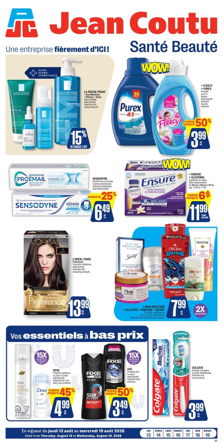 Circulaire Jean Coutu Santé Beauté du 13 au 19 août 2026