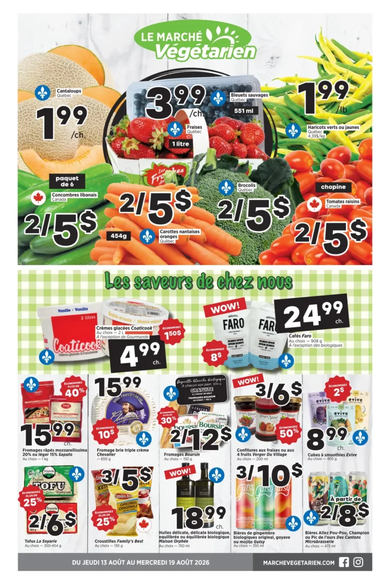 Circulaire Marché Végétarien du 13 au 19 août 2026 Sherbrooke et Magog