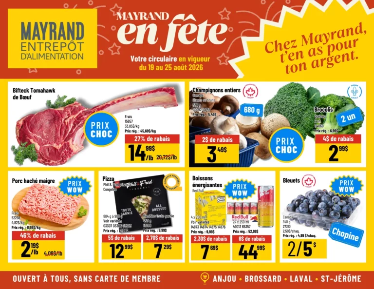 Circulaire Mayrand Entrepôt D&rsquo;alimentation du 19 au 25 août 2026
