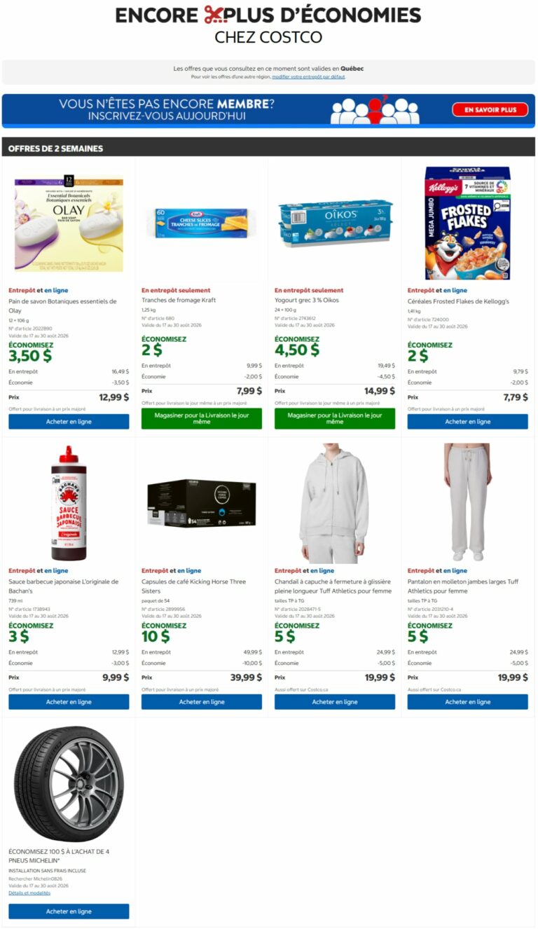Page couverture de la Circulaire Costco Du Costco 17 au 30 août 2026