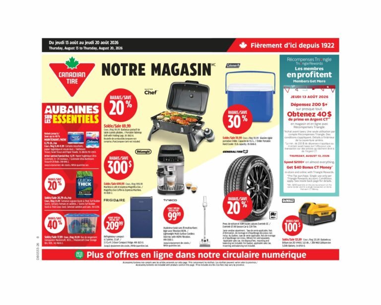 Circulaire Canadian Tire du 13 au 19 août 2026