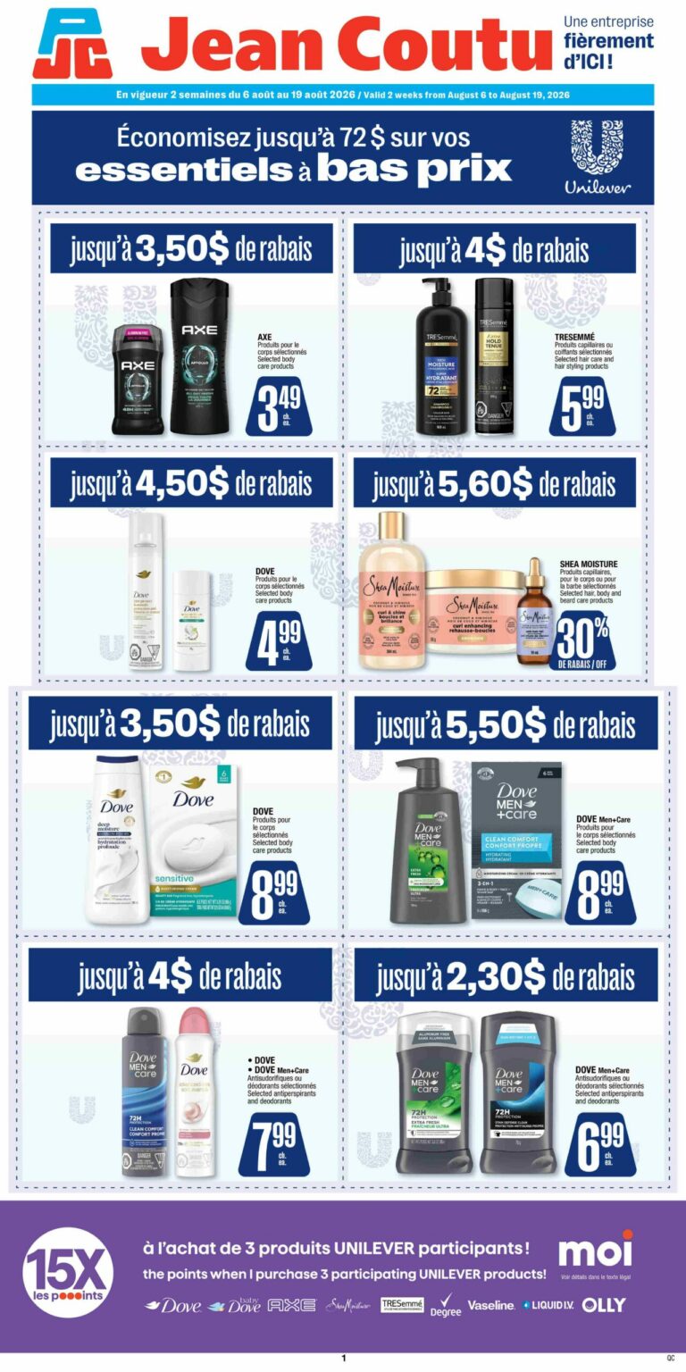 Circulaire Jean Coutu offres beauté du 6 au 19 août 2026