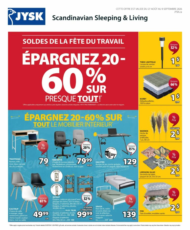 Page couverture de la Circulaire Jysk du 27 août au 9 septembre 2026