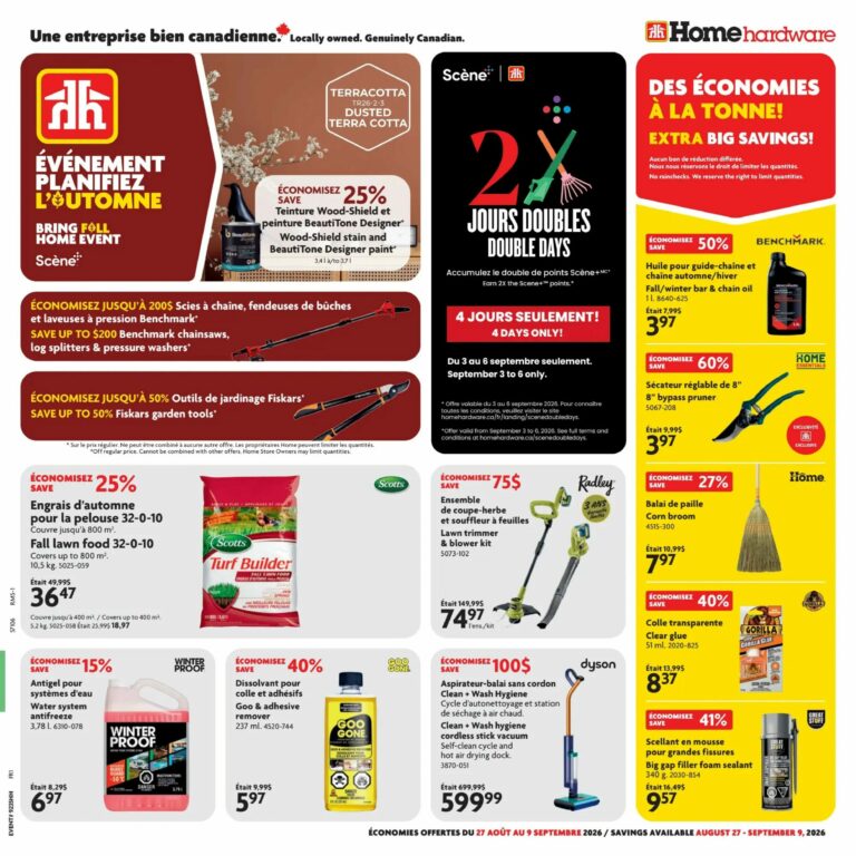 Page couverture de la Circulaire Home Hardware du 27 août au 9 septembre 2026