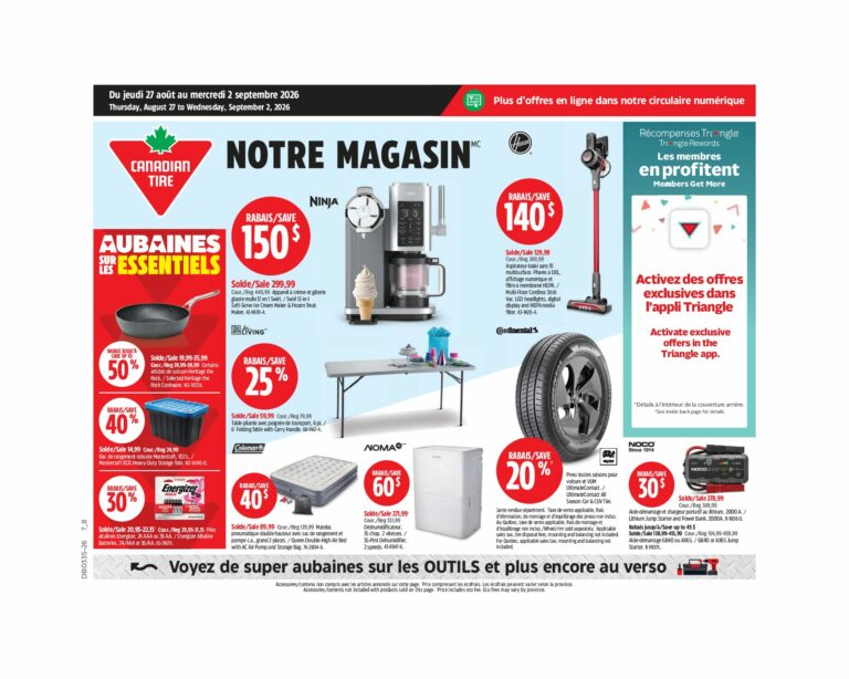 Page couverture de la Circulaire Canadian Tire du 27 août au 2 septembre 2026