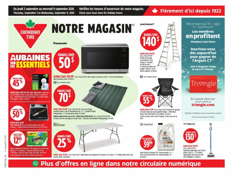 Page couverture de la Circulaire Canadian Tire du 3 au 9 septembre 2026