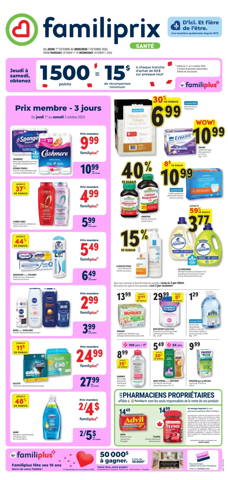 Familiprix — Circulaire Familiprix – Santé Du 1 au 7 octobre 2026