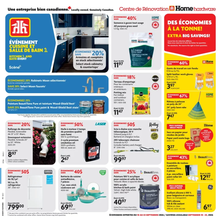 Home Hardware — Circulaire Home Hardware – Centre de Rénovation du 10 au 23 septembre 2026