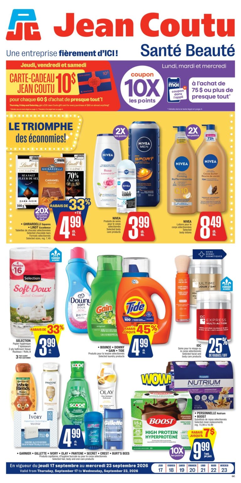 Jean coutu — Circulaire Jean Coutu santé beauté du 17 au 23 septembre 2026