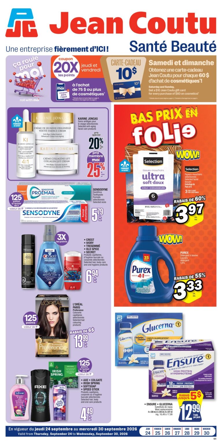 Jean coutu — Circulaire Jean Coutu santé beauté Du 24 au 30 septembre 2026