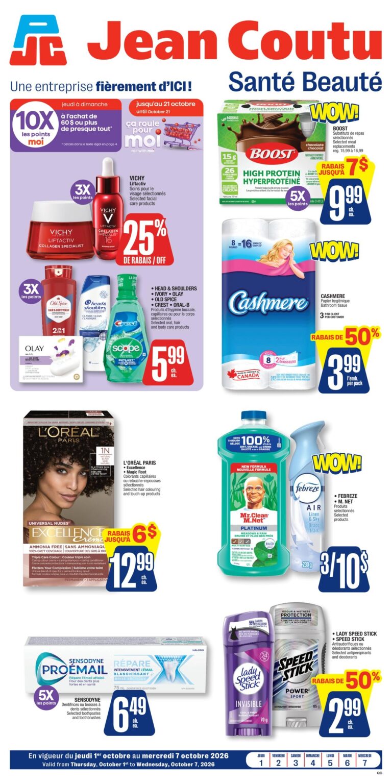 Jean coutu — Circulaire Jean Coutu – santé beauté Du 1 au 7 octobre 2026