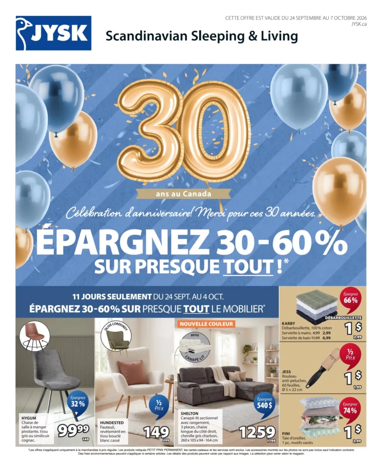 Jysk — Circulaire Jysk du 24 septembre au 7 octobre 2026