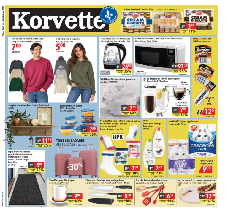 Korvette — Circulaire Korvette du 3 au 16 septembre 2026