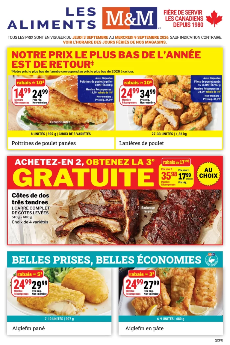Page couverture de la Circulaire Les Aliments M&M du 3 au 9 septembre 2026