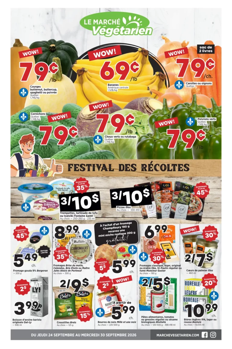 Marché Végétarien — Circulaire Marché Végétarien du 24 au 30 septembre 2026 Sherbrooke et Magog