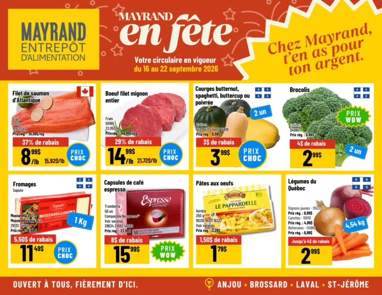 Mayrand — Circulaire Mayrand Entrepôt D’alimentation du 16 au 22 septembre 2026