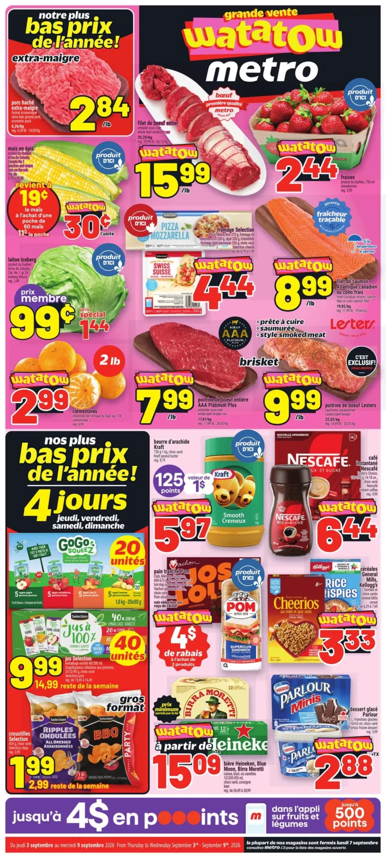 Page couverture de la Circulaire Metro du 3 au 9 septembre 2026