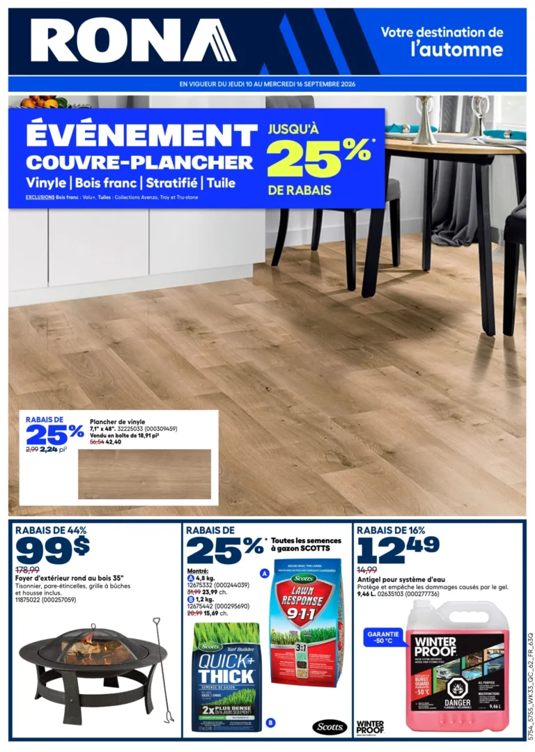 Page couverture de la Circulaire Rona Du 10 au 16 septembre 2026