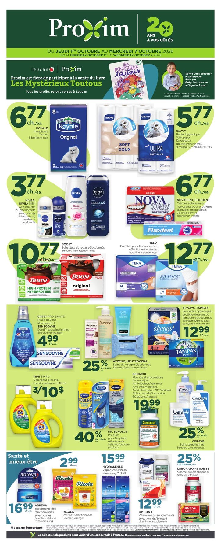 Proxim — Circulaire Proxim du 1 au 7 octobre 2026