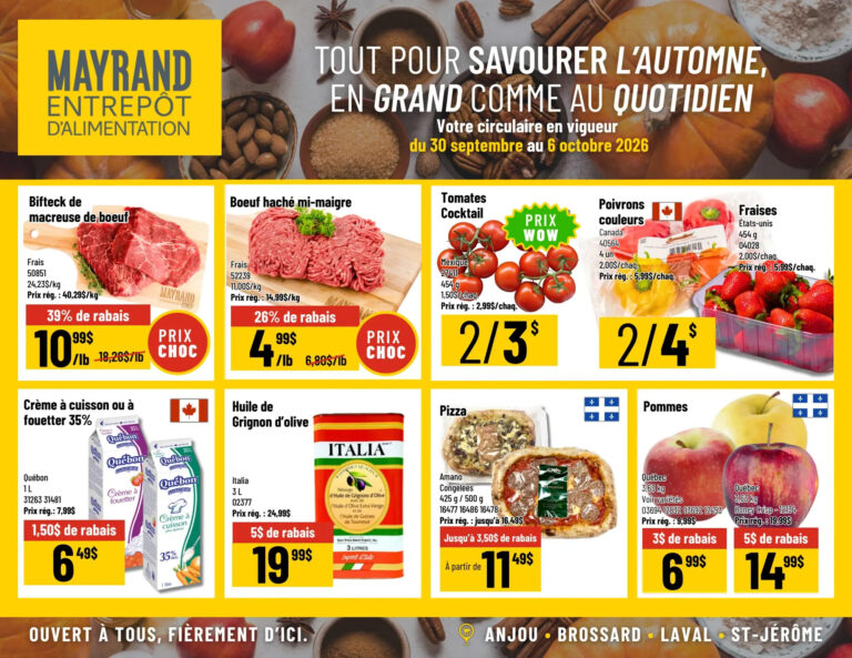 Mayrand — Circulaire Mayrand Entrepôt D&rsquo;alimentation du 30 septembre au 6 octobre 2026