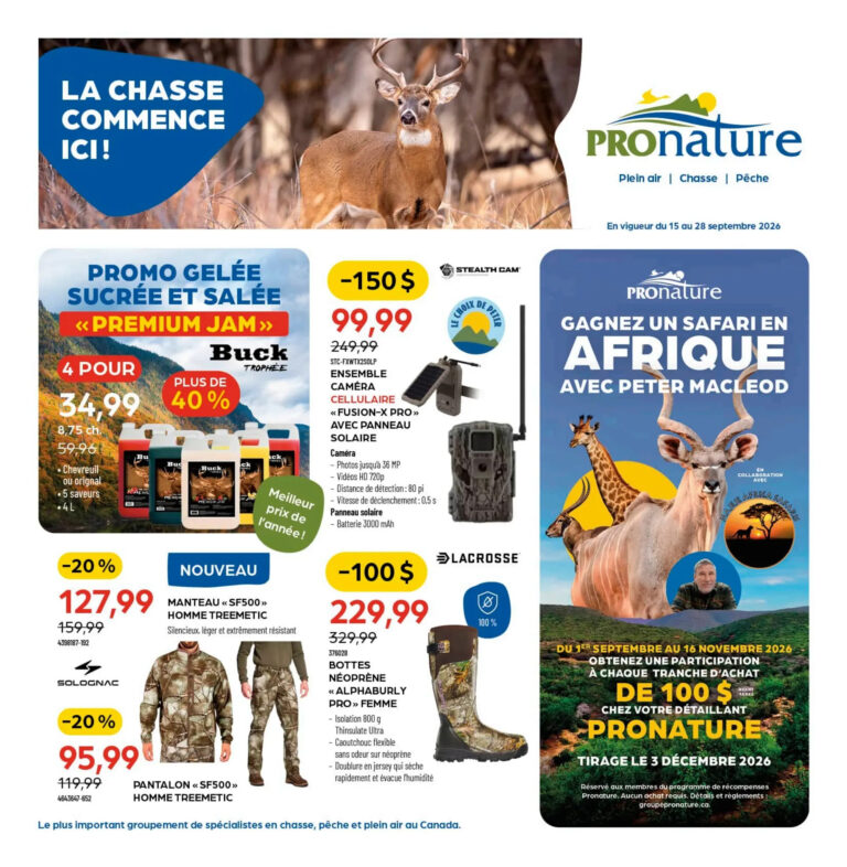 Pronature — Circulaire Pronature du 15 au 28 septembre 2026