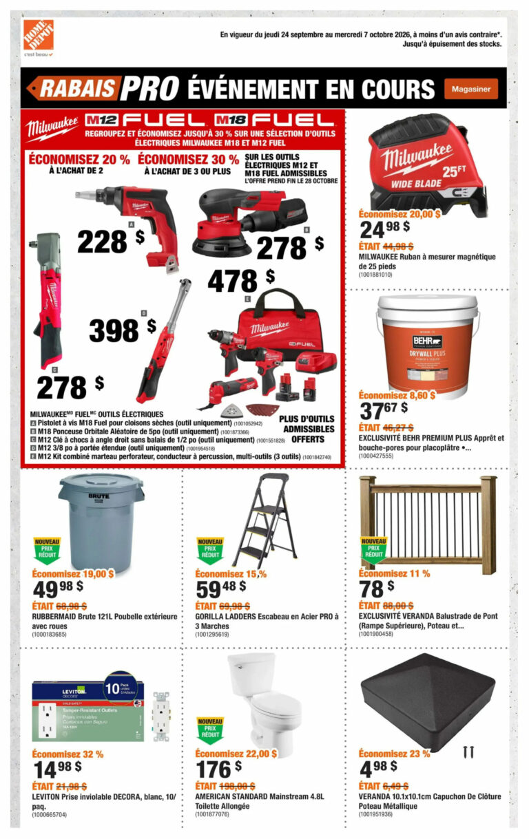 Home dépôt — Circulaire Home Depot Du 24 septembre au 7 octobre 2026
